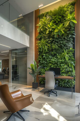 Interior of office with flora and vertical gardens