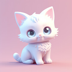 Cute cat 3d design on isolate background