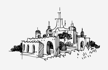 Obraz premium Hand-draw architecture vector image doodle