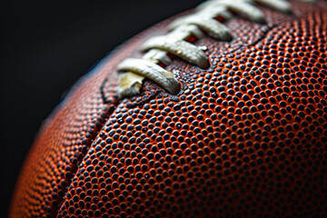 Close-up Shot of an American Football Ball on a Striking Black Background"
