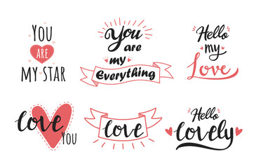 Valentine's Day Hand Lettered Text Set