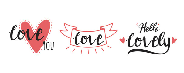 Valentine's Day Hand Lettered Text Set