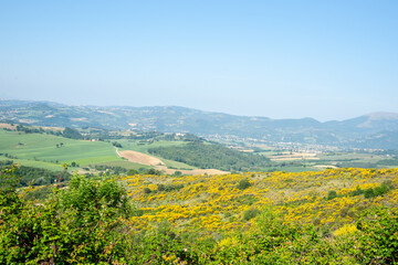 Fototapeta na wymiar Italian rural landscape wide angle image