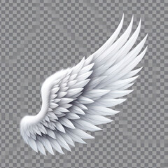 ethereal white angel wings on transparent background