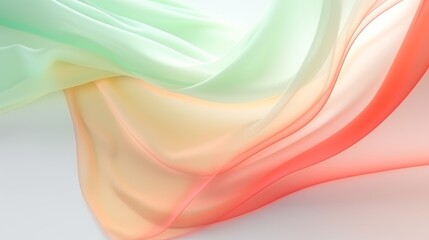 background, light fabric with a color transition of rainbow shades draped on a white background