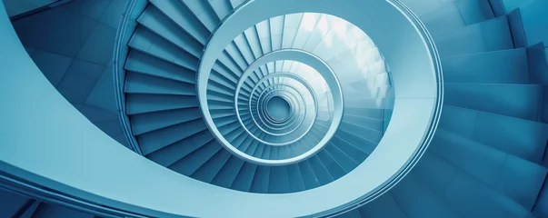 Gordijnen Low angle view of spiral staircase © thejokercze