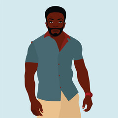 Afro black man in elegant art style vector