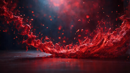 A harmonious crescendo portrayed by bright crimson particles, capturing the intensity and beauty of sound.