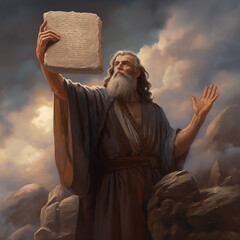 Moses and The Ten Commandments Bible Illustration