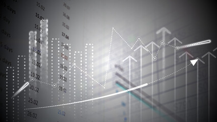 The growth of charts and graphs indicates the direction of movement. Digital indices on the background. Research and scientific activities. Theoretical and Applied Sciences. Cg