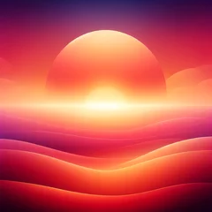 Keuken foto achterwand A warm sunset-themed gradient background, blending shades of orange, pink, and purple to create a serene and inviting atmosphere. Abstract Gradient Background. © Arbaz