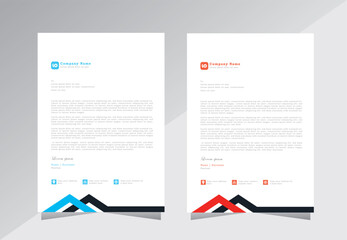 Letterhead design template, official minimal creative abstract professional newsletter corporate modern business proposal letter head design set with red and blue color. - obrazy, fototapety, plakaty