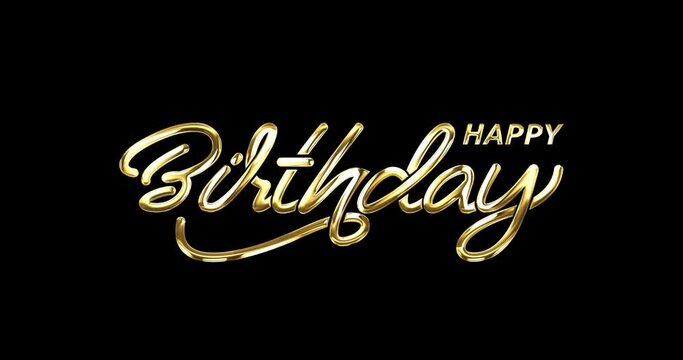 Happy Birthday text animation of handwriting in 5 clips of different color glossy effects. Modern handwritten calligraphy with alpha channel. Great for celebrations and events. Transparent background