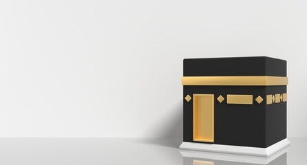 Kaaba holy place for muslims in 3d illustration. Kaaba concept of islamic celebration eid al adha or hajj. Kaaba 3d icon design