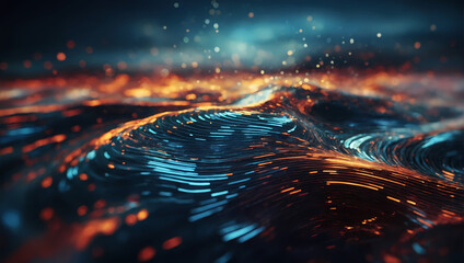 Quantum code creating ripples, visualizing the transformative impact of data processes on the digital landscape.