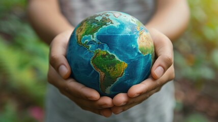 hands holding the globe, protecting global cooperation and focus on holistic well-being against the virus