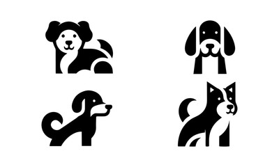 minimal dog logo icon set  , black and white dog minimal logo icon set05