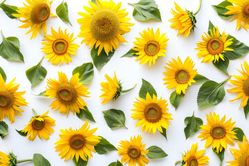 sunflowers on white background