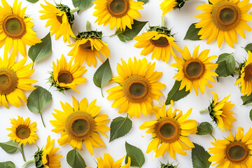 sunflowers on white background