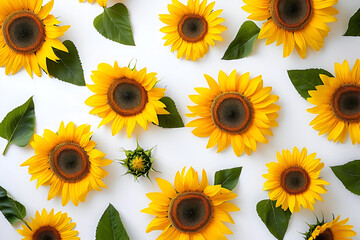 sunflowers on white background