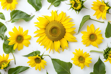 sunflowers on a white