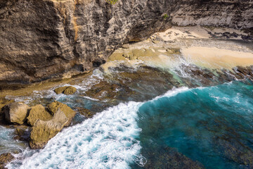 Rocky coast on Nusa Penida, Indonesia