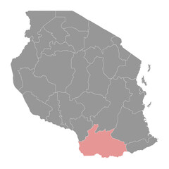 Ruvuma Region map, administrative division of Tanzania. Vector illustration.