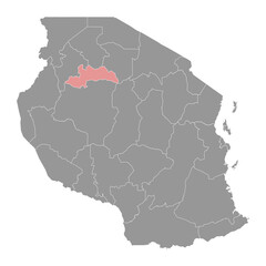 Shinyanga Region map, administrative division of Tanzania. Vector illustration.