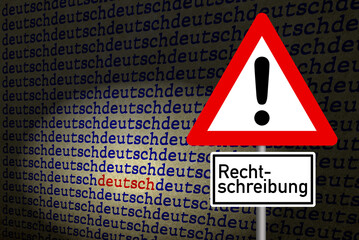 Deutsche Sprache und Hinweis auf die Rechtschreibung
