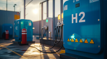H2 fuel tank station,H2 storage tanks, Hydrogen renewable energy production, hydrogen gas for clean electricity 
