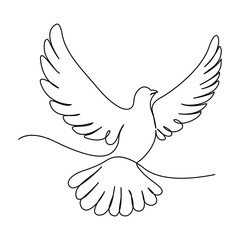 Continuous single line drawing of Bird flying art One Line vector Illustrated design.