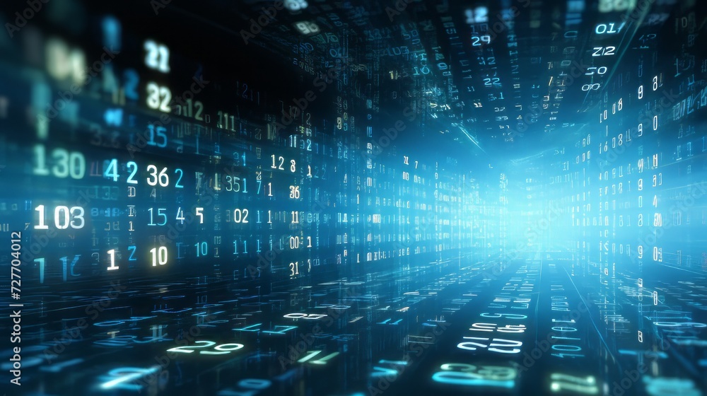 Poster dynamic binary code background - futuristic digital information concept in 3d rendering