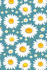 daisies on a blue background, flower, daisy, nature, summer, flowers, camomile, floral, pattern