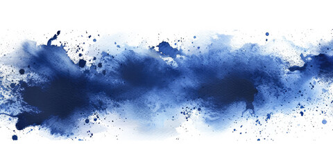 Blue paint brush strokes in watercolor isolated against white background, abstract background