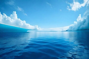 men standing in front of the blue sea with rising lakes abstract background view 