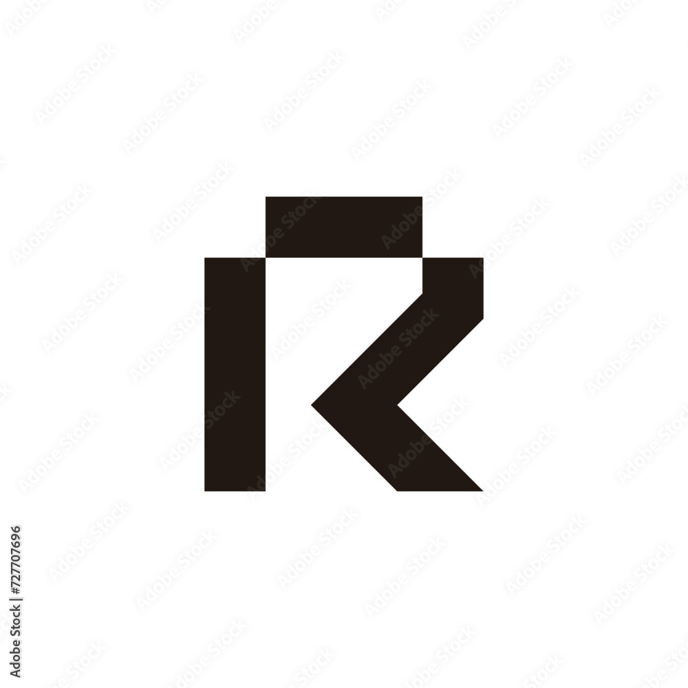 Poster letter kr simple linked line simple geometric vector