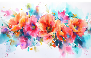 Watercolor flowers illustration - obrazy, fototapety, plakaty
