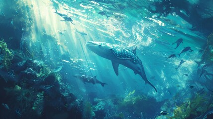 Obraz premium Marine Conservation: Aquatic Textures and conceptual metaphors of Aquatic Textures