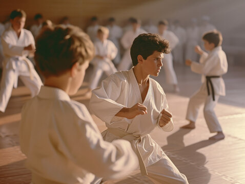 Training in the karate section.
