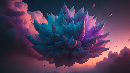 blau lila abstrakte Wolken Explosion - obrazy, fototapety, plakaty