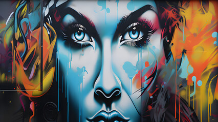 vibrant and realistic street art mural Generative Ai