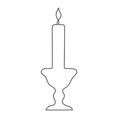 continuous One line lightning candle symbol concept and Silhouette vector art illustration design.