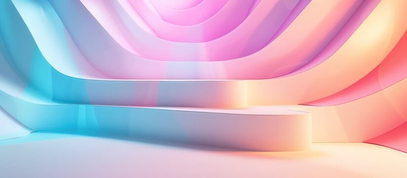 3d rendering abstract depth realism podium showcase on pastel color background. Generated AI image