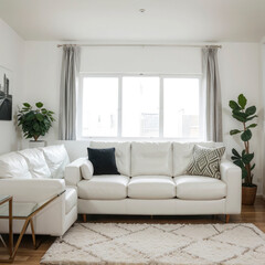 Fototapeta premium modern living room interior design with white sofa