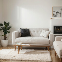 modern living room interior design with white sofa
