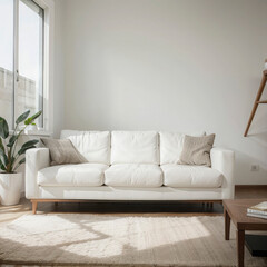 modern living room interior design with white sofa