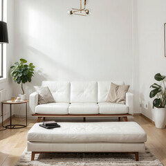 modern living room interior design with white sofa