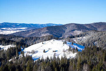Winter landscape from the Ciumarna pass - Romania