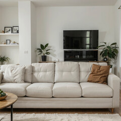 Fototapeta premium modern living room interior design with white sofa