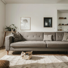 modern living room interior design with white sofa